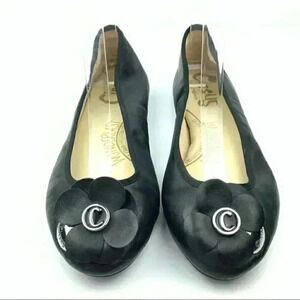 Circus by Sam endelman Cecilia flats size 7.5 37.5 black leather floral ballet